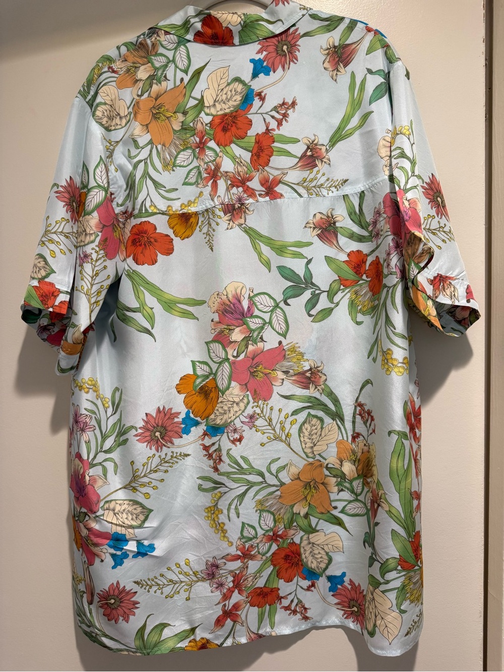 Johnny Was Light Blue Floral Button-Down Shirt - Picture 2 of 3